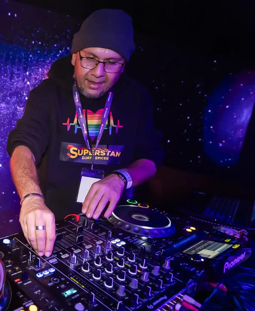 Stano spinning tunes on the decks.